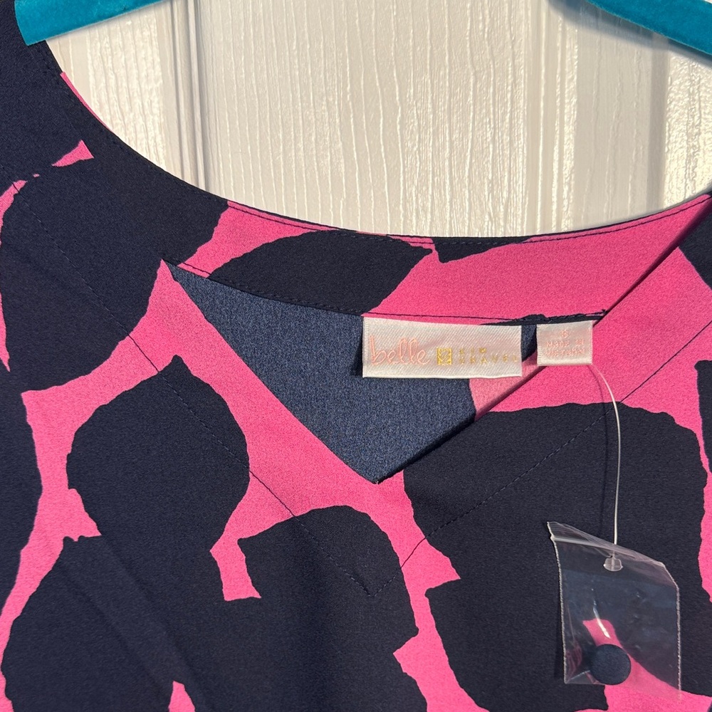 Belle by Kim Gravel Vibrant Pink and Black Blouse - Picture 5 of 6